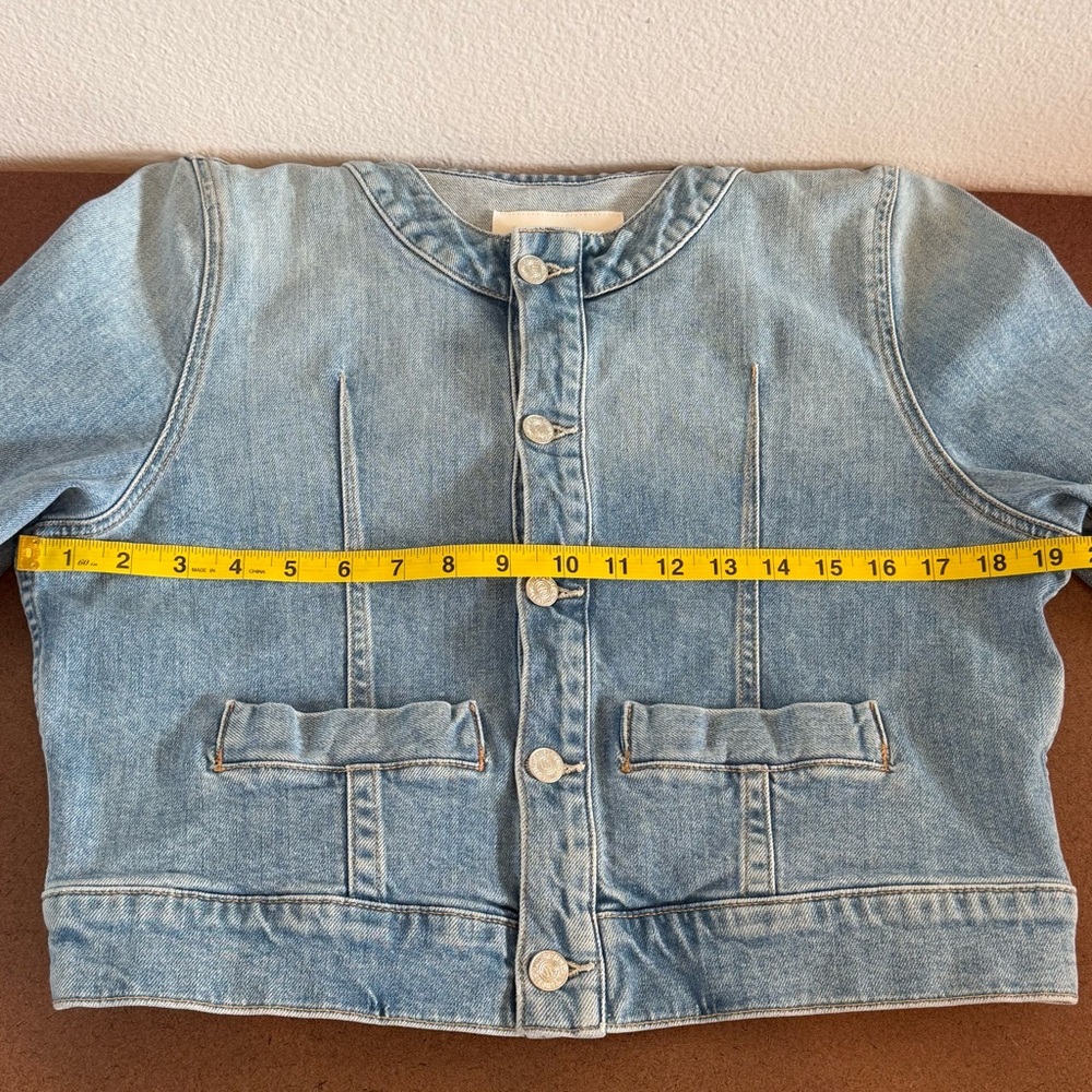 MOTHER The Picky Denim Jacket Cropped Let Them Eat Cake Wash Large - Picture 8 of 11